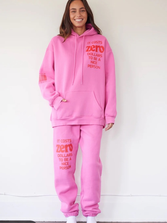 The Mayfair Group Pants - The Mayfair Group it cost zero dollars to be nice Pink Track Joggers hoodie set